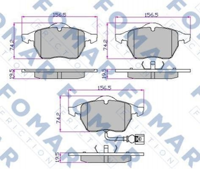 Тормозные колодки FOMAR FO692581 Volkswagen Golf, Bora, Passat; Audi TT, A3; Seat Ibiza, Leon, Toledo; Skoda Octavia 1J0698151K, 1J0698151L, 1J0698151M