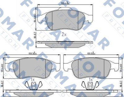 Тормозные колодки FOMAR FO931481 Dacia Duster; Renault Megane, Fluence, Captur, Scenic, Duster, Grand Scenic 410605961R, 410607115R, 440603905R