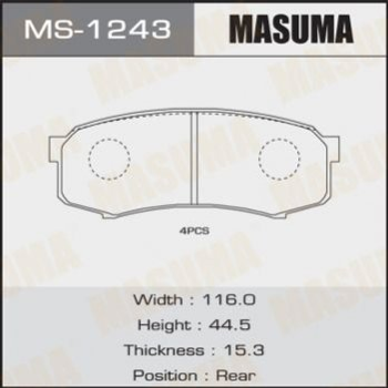 Тормозные колодки MASUMA MS1243 Toyota Land Cruiser, Sequoiva; Mitsubishi Pajero; Lexus GX 4605A458, 04466YZZC8, 04466YZZAM