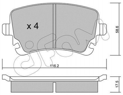 Тормозные колодки CIFAM 822-554-2 Volkswagen Transporter, Multivan; Audi A4, A8, A6, Allroad 4B3698451, 4B3698451A, 4E0698451