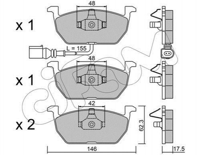 Тормозные колодки CIFAM 82210280 Seat Leon; Volkswagen Golf; Skoda Octavia 5Q0698151C, 5Q0698151E