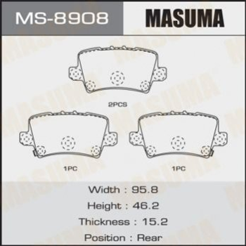 Колодки гальмові MASUMA MS8908 Honda Civic 43022SMGE00, 43022SMGE01