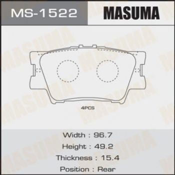 Тормозные колодки MASUMA MS1522 Toyota Rav-4, Camry; Lexus ES 04466YZZAQ, 0446642060, 0446633200