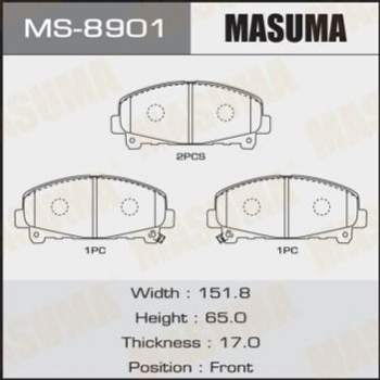 Колодки гальмові MASUMA MS8901 Honda Accord 45022TL0G50, 45022TL0G51