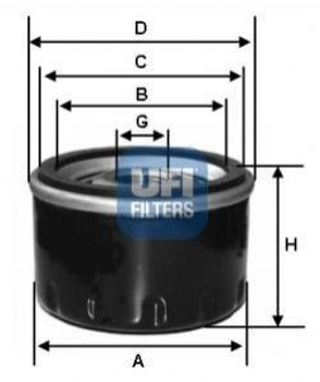 Фільтр масляний UFI 2321100 Opel Omega, Frontera 25067018, 5025133, 650385