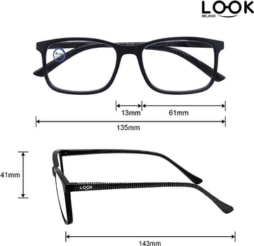 Очки для коррекции зрения +3.50 LOOK черные пластик Luce HEV защита от синего цвета (Blue Block) B0BH4LK3FC