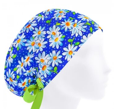 Медицинская шапочка женская HeadwearUniverse универсальная принт Ромашки мелкие
