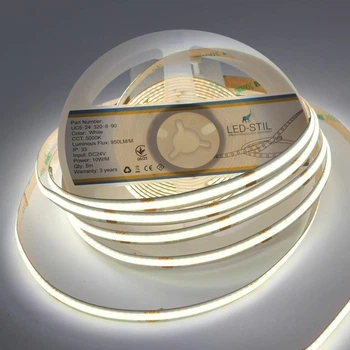 Светодиодная лента COB LED-STIL 5000K 320 диодов/метр 24В 10 Вт/м (5 метров) UC5-24-320-8-90