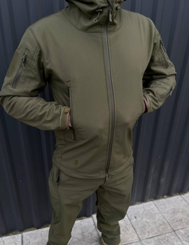 Чоловіча Куртка з капюшоном SoftShell на флісі хакі розмір L