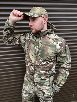 Щільна чоловіча Куртка з капюшоном Combat SoftShell на флісі мультикам розмір 48