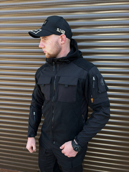 Чоловіча Флісова Куртка з Захисними накладками та вентиляційними пазухами чорна розмір M