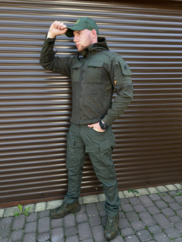 Мужская Флисовая Куртка с защитными накладками и вентиляционными пазухами олива размер 3XL