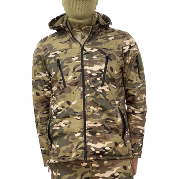 Чоловічий демісезонний Костюм Куртка + Штани / Польова форма Softshell на флісі мультикам розмір 4XL
