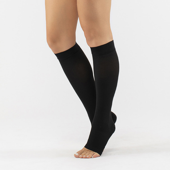 Компрессионные медицинские носки подколенные Ortenza с открытыми пальцами класс 2 Черные 5201-А ORT размер 3 (2000444201481)