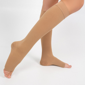 Компрессионные медицинские носки подколенные Ortenza с открытыми пальцами класс 2 Бежевые 5201-А ORT размер 7 (2000444202488)