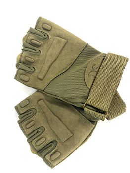 Тактичні військові рукавички з відкритими пальцями рукавички безпальні хакі XL