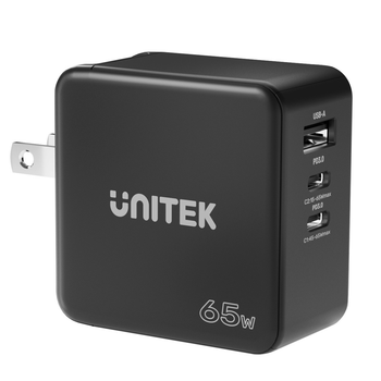 Зарядний пристрій Unitek GaN PD 65W дорожній 3 порти black (4894160049148)