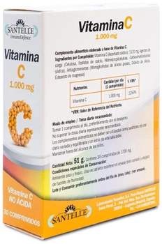 Дієтична добавка Santelle Inmunodefence Vitamina C No Aćcida 1700 мг 30 капсул (8412016373221)