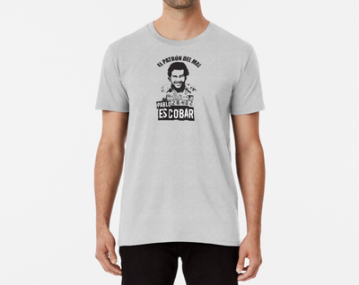 Чоловіча футболка Stedman з принтом Pablo Escobar Пабло Ескобар Меланж XXL