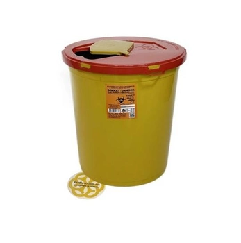 Контейнер для утилизации медицинских отходов 25 л, вторичный пластик, желтый