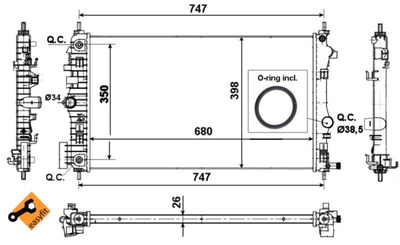 Радіатор, система охолодження двигуна NRF 53777