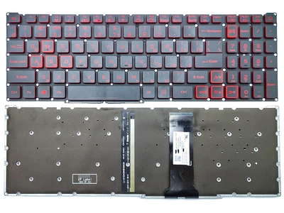 Клавіатура для ноутбуків ACER Nitro 5 AN515-54 / AN515-55 / AN515-43 / AN515-45 / AN517-51 / AN715-51 / AN517-52, N18C3 / N18C4 — чорна (RU), без рамки, з червоною підсвіткою, Original