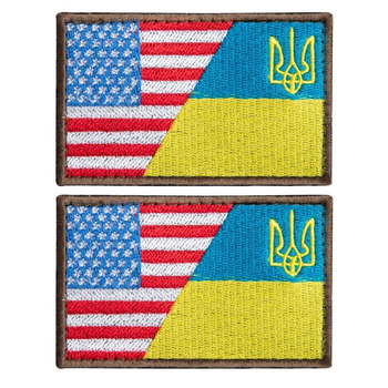 Набір шевронів 2 шт. із липучкою Прапор України та США 5х8 см