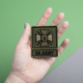 Шеврон нашивка на липучке UA.ARMY 6х7 см (800029814) TM IDEIA