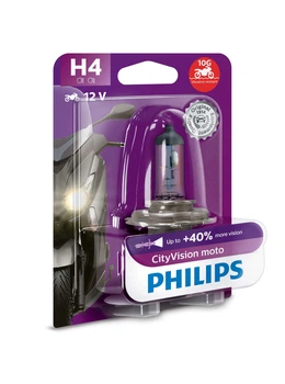 Мотолампа галогеновая PHILIPS 12342CTCBW CITYVISION MOTO +40% H4 60/55W 12V P43t 1pcs/bli