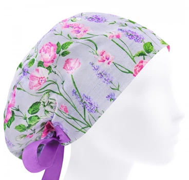 Медицинская шапочка женская HeadwearUniverse универсальная принт Шалфей розы