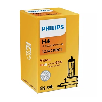 Галогенова лампа PHILIPS H4 12342PRC1 Vision +30% 60/55W 12V P43t-38 (1 шт)