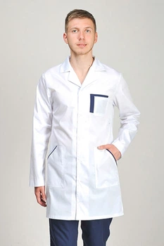 Халат медицинский СпецМед Классик р56 Белый с темно-синим