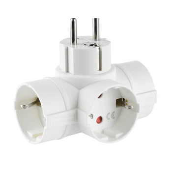 Розетка тройник Electraline с заземлением 16А / 250V белая(55040)