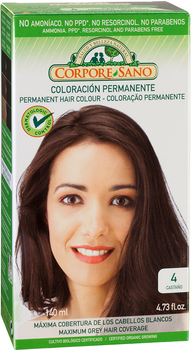 Farba kremowa bez utleniacza do włosów Corpore Sano Permanent Hair Color 4-Chestnut 140 ml Bio (8414002085828)