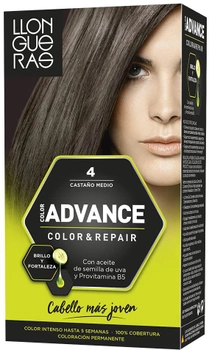 Farba kremowa z utleniaczem do włosów Llongueras Color Advance Hair Colour 4 Medium Brown 152 ml (8410825420044)