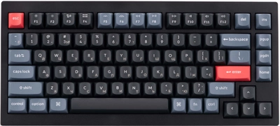 Клавиатура проводная Keychron V1 84 Key QMK Gateron G PRO Red Hot-Swap RGB Knob USB Carbon Black (V1D1_KEYCHRON)