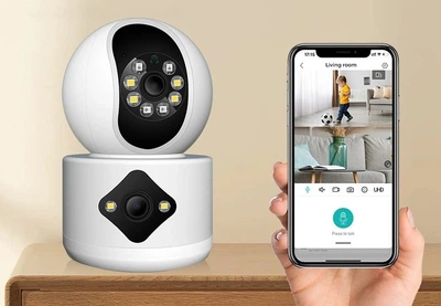 IP Миникамера Besder R11 приложение ICSee 4Мп WiFi 2 независимых объектива датчик движения ночная запись