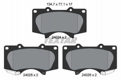 Тормозные колодки TEXTAR 2402403 Toyota Land Cruiser, Sequoiva, 4-Runner; Lexus LX, GX 044650K360, 0446535290, 0446560270