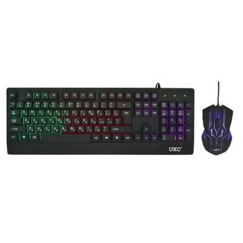 Комплект проводной игровая клавиатура и мышь UKC M-710 с RGB подсветкой Black (3_02955)