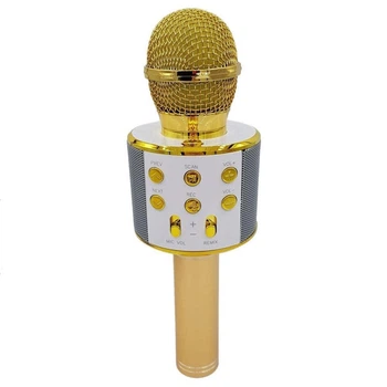 Беспроводной Bluetooth микрофон для караоке RIAS KTV-858 Gold (2_004482)
