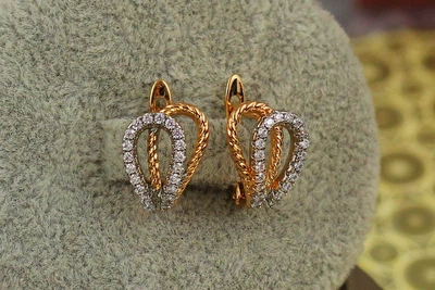 Сережки Xuping Jewelry дві петельки з родістю 1,4 см золотисті