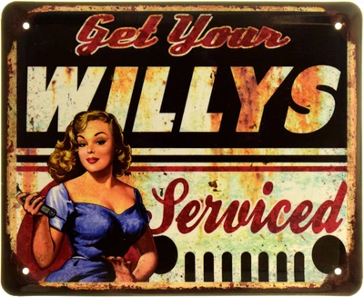 Металлическая табличка "Get Your Willys Serviced (Pin Up)" (ms-103962)