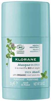 Glinkowa maska do twarzy Klorane Aquatic Mint Purifying Stick Mask 25 g (3282770147346)