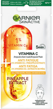 Maseczka do twarzy na tkaninie Garnier SkinActive Pineapple Extract Anti-Fatigue Face Mask 1 Unit 40 g (3600542387231)
