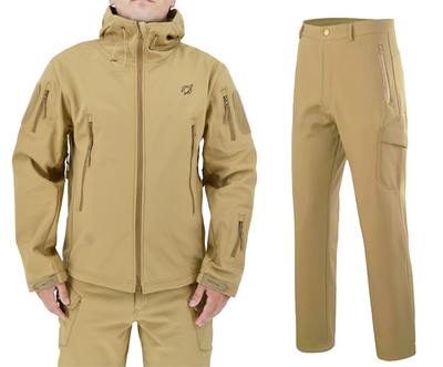 Тактична комплект (куртка та штани) Eagle Soft Shell JA-01 Eagle PA-01 на флісі Пісок (Койот) L