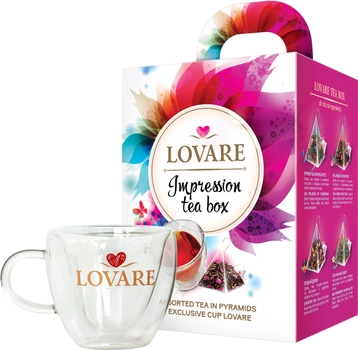 Подарочный набор чая Lovare в пирамидках Impression tea box с фирменной чашкой (4820198877231)
