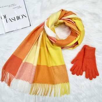 Комплект жіночий зимовий (шарф+рукавички) M&JJ One size помаранчевий 1145- 4198