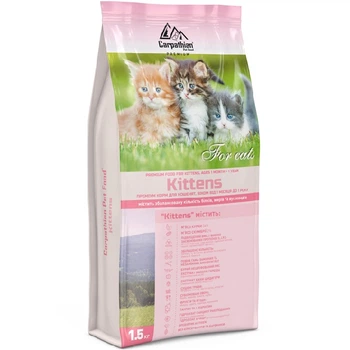 Carpathian Kittens Для кошенят всіх порід. З куркою, скумбрією та сухим молоком. Для профілактики гельмінтів. 1,5 кг.