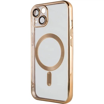 Чехол хромовый TPU Fibra Chrome Magnetic with MagSafe + защита камеры для Apple iPhone 13 (6.1") Gold