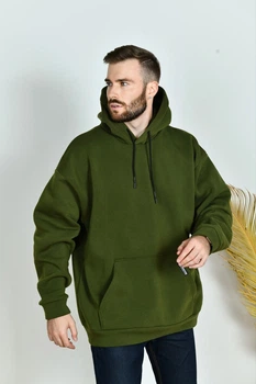 Худи утепленное, с капюшоном, мод ФЛ-3661, хаки, размер 60-62